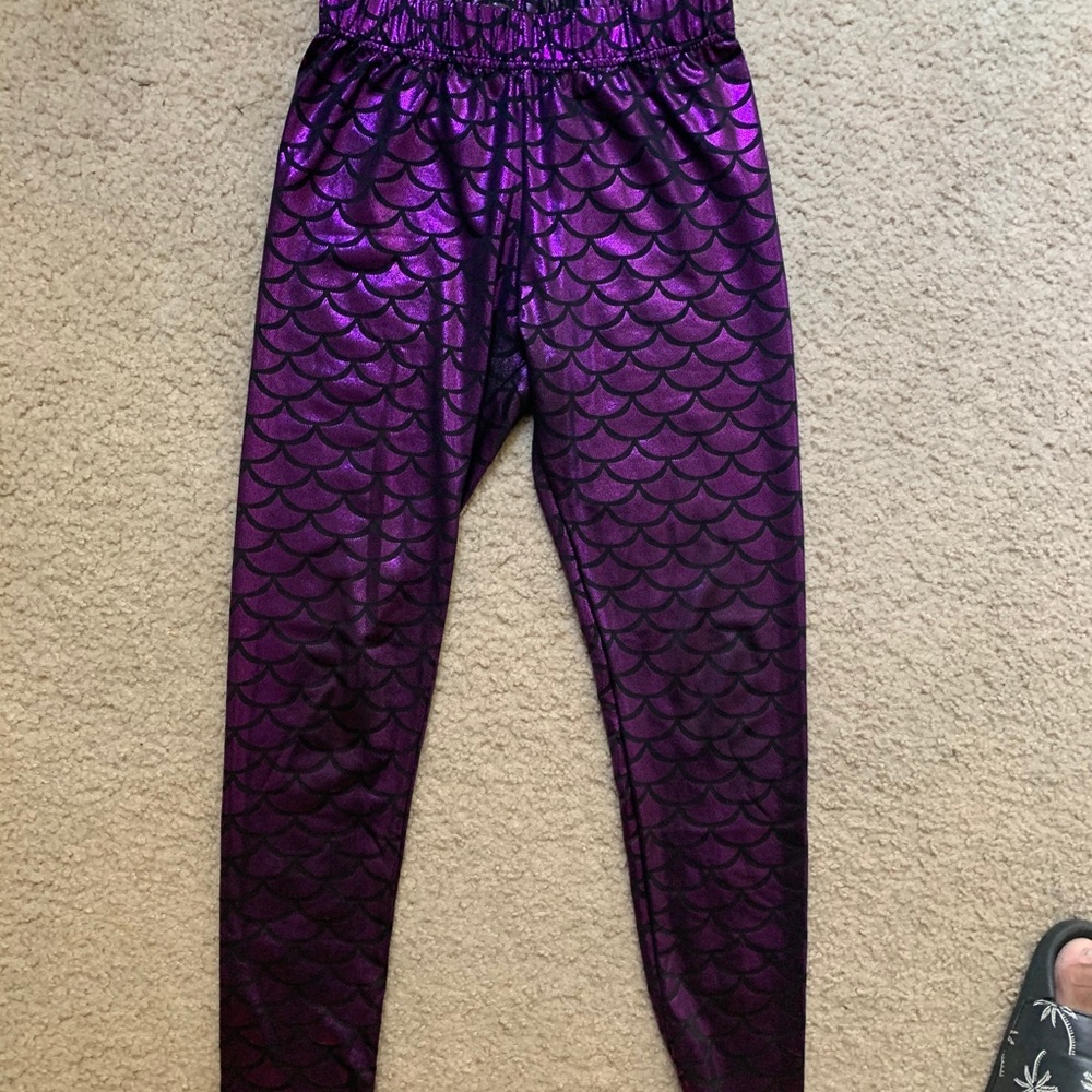Metallic purple mermaid leggings